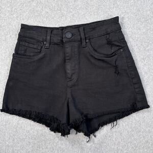 KUT From The Kloth Jane High Rise Shorts Women's 0 Black Frayed Hem Distressed